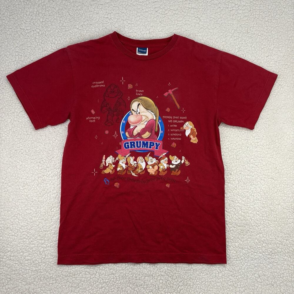 Vintage Disney Grumpy The Dwarf Shirt Adult Medium Red 7 Dwarves Graphic Tee